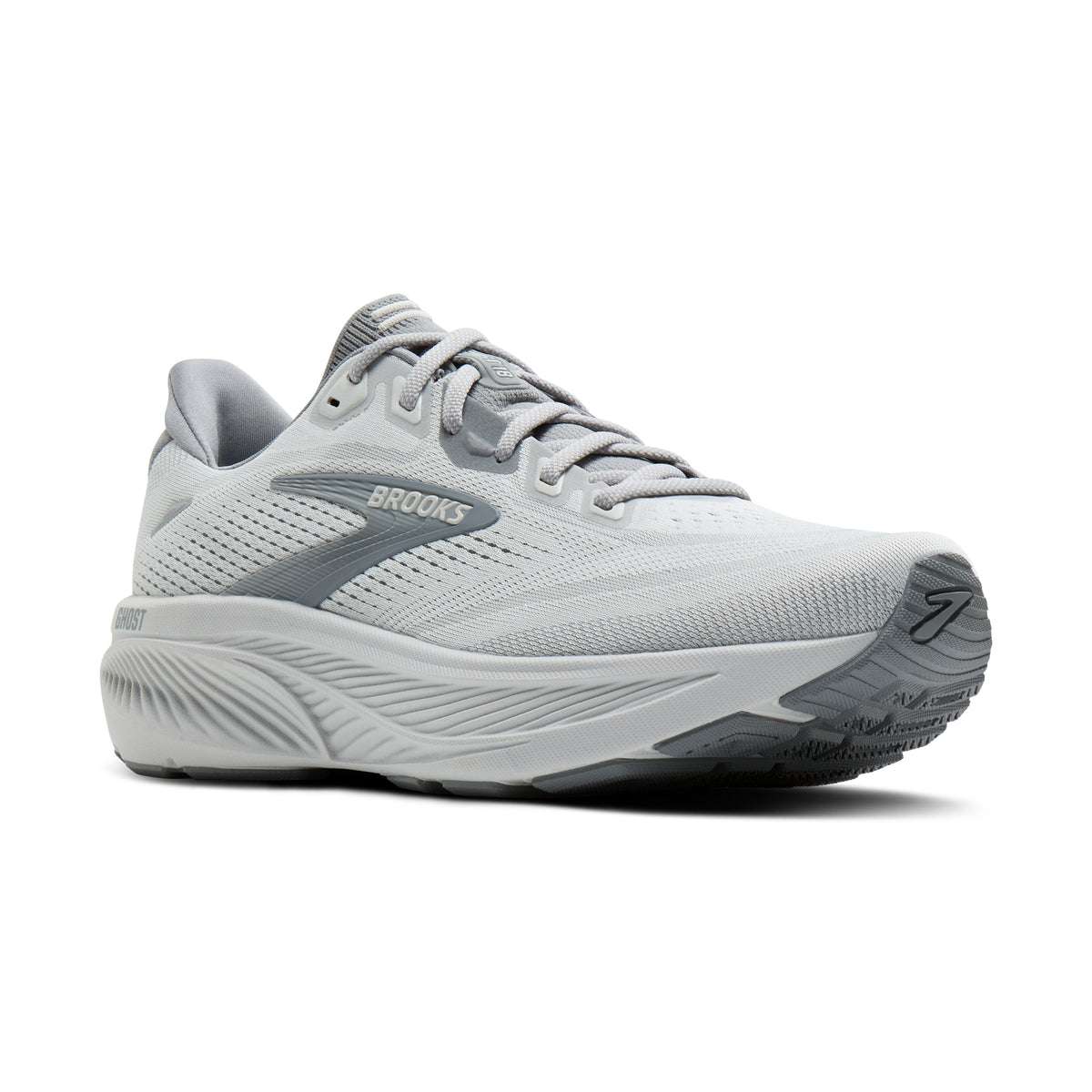 Men's Brooks Ghost 18 (Wide 2E) Primer Grey/Oyster Mushroom pair angle