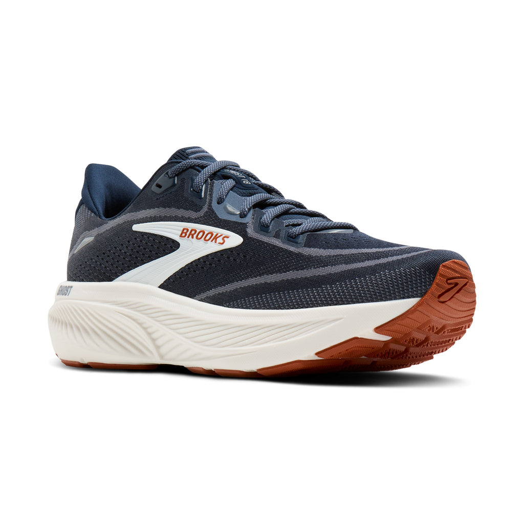 Men's Brooks Ghost 18 Navy Blazer / Red Earth / Blue pair angle
