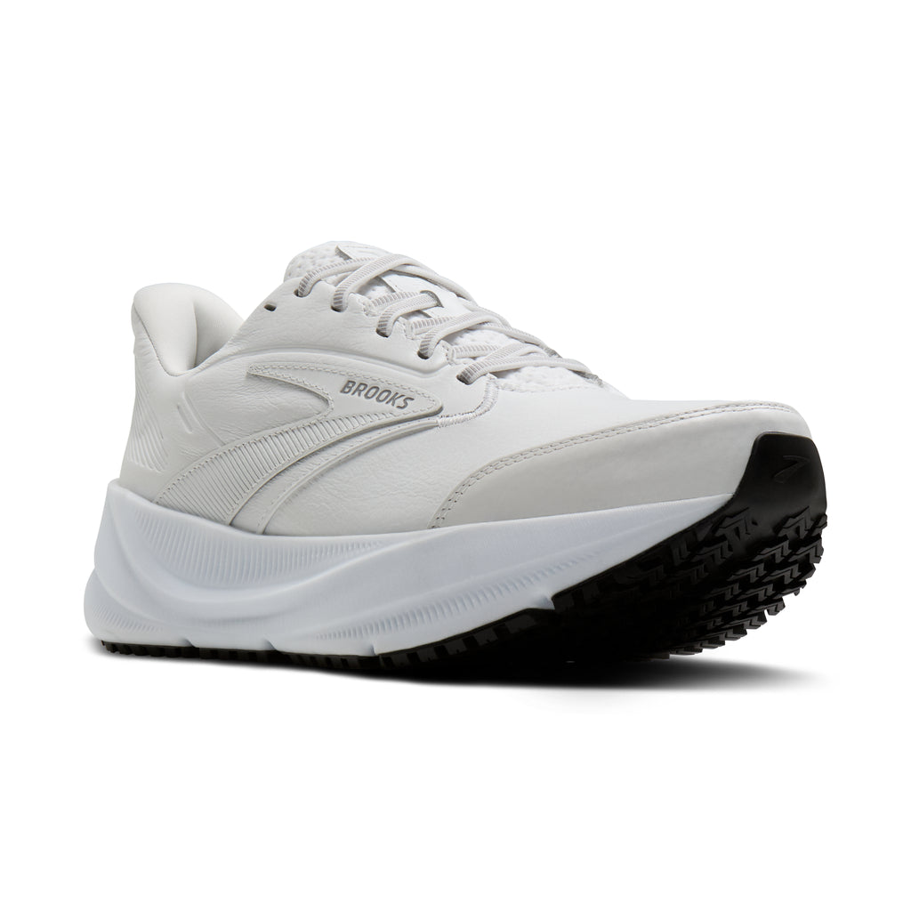 Men's Brooks Ghost Max Slip Resistant (Wide 2E) White/White pair angle