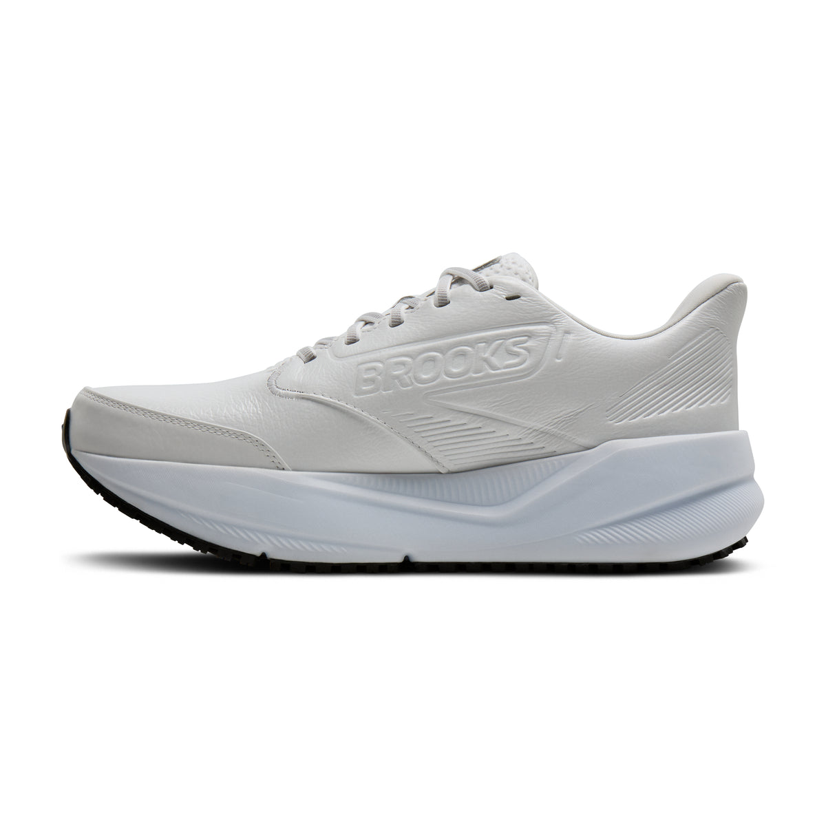 Men's Brooks Ghost Max Slip Resistant (Wide 2E) White/White medial
