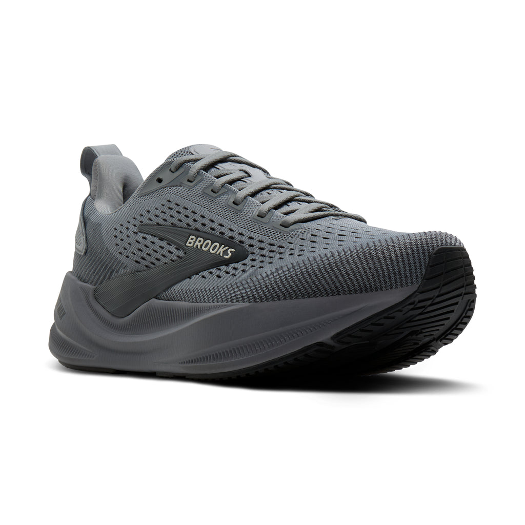 Men's Brooks Ghost Max 4 (Extra Wide 4E) Grey / Grey / Ebony pair angle
