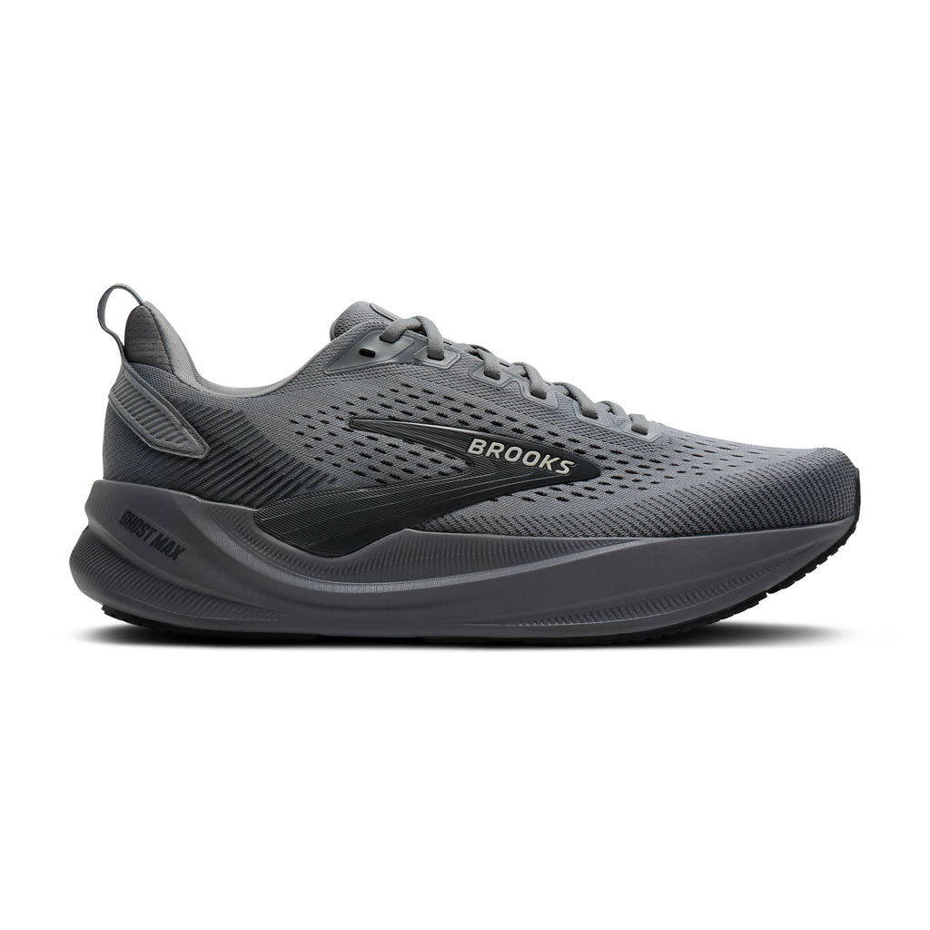 Men's Brooks Ghost Max 4 (Wide 2E) Grey / Grey / Ebony lateral