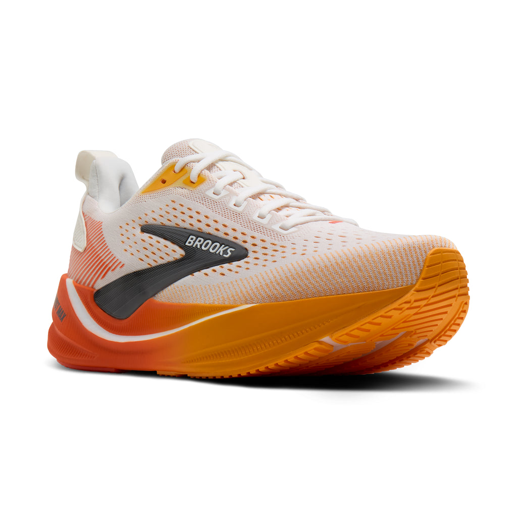 Men's Brooks Ghost Max 4 (Wide 2E) White / Orange / Red pair angle