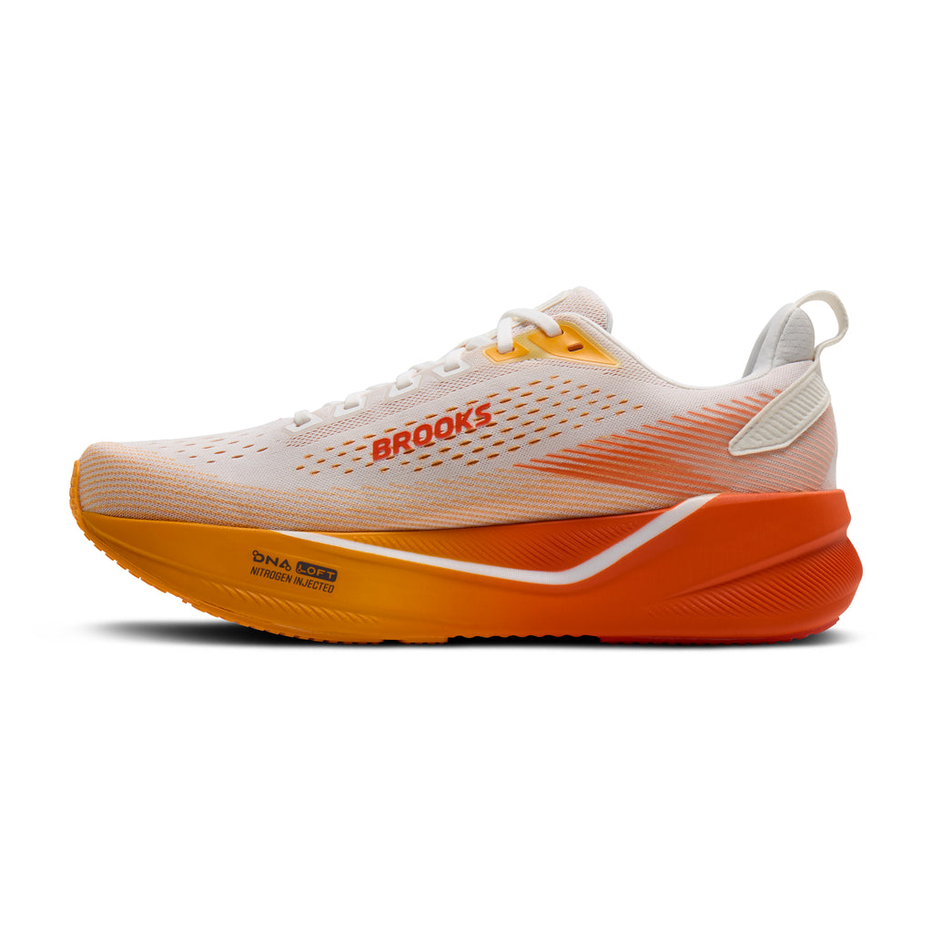 Men's Brooks Ghost Max 4 (Wide 2E) White / Orange / Red medial