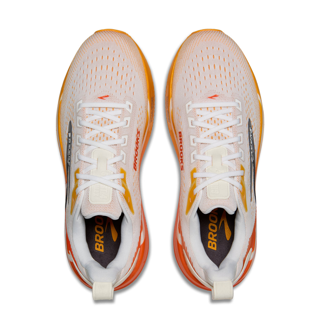 Men's Brooks Ghost Max 4 (Wide 2E) White / Orange / Red top