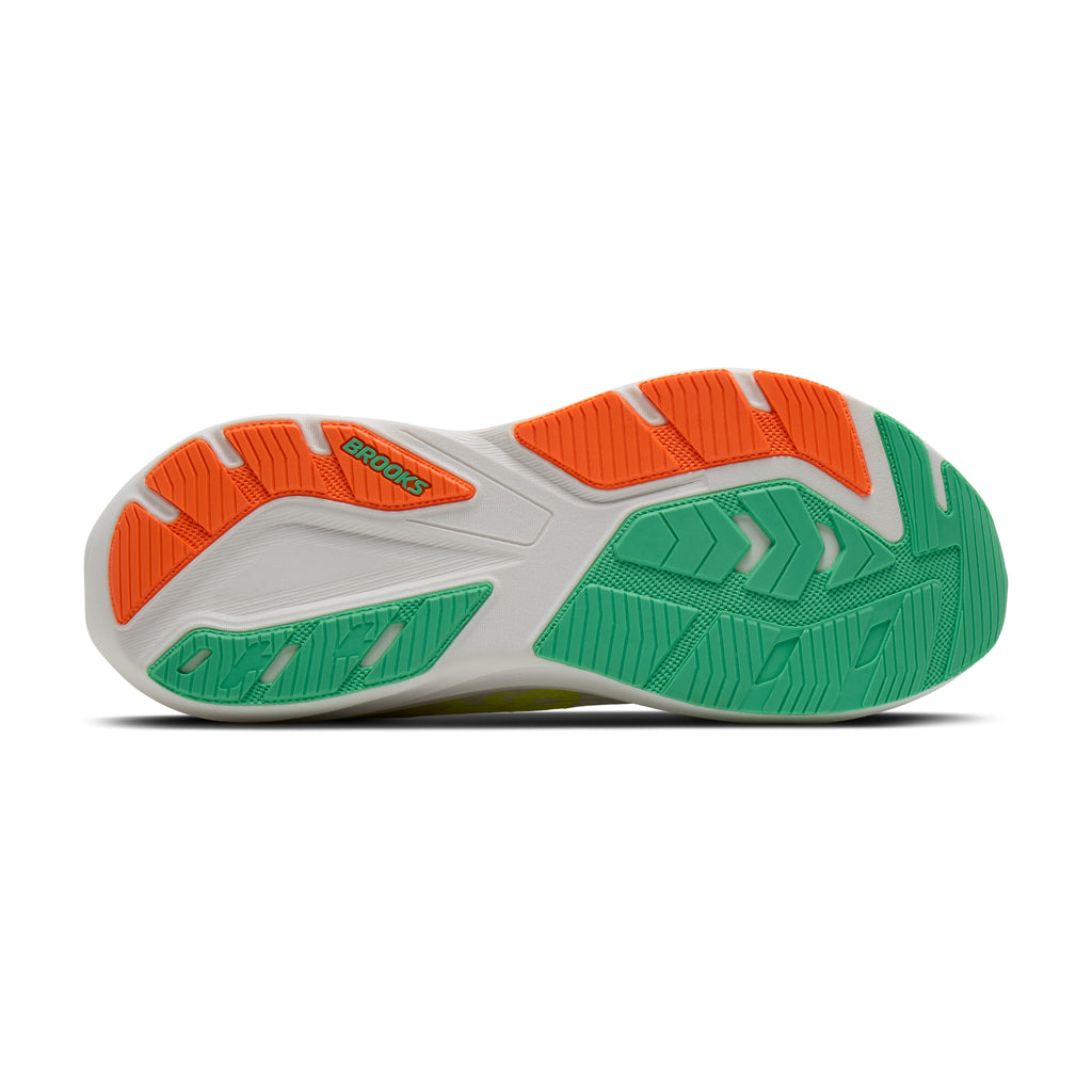 Men's Brooks Ghost Amp (Wide 2E) White / Paradise Green / Nightlife outsole