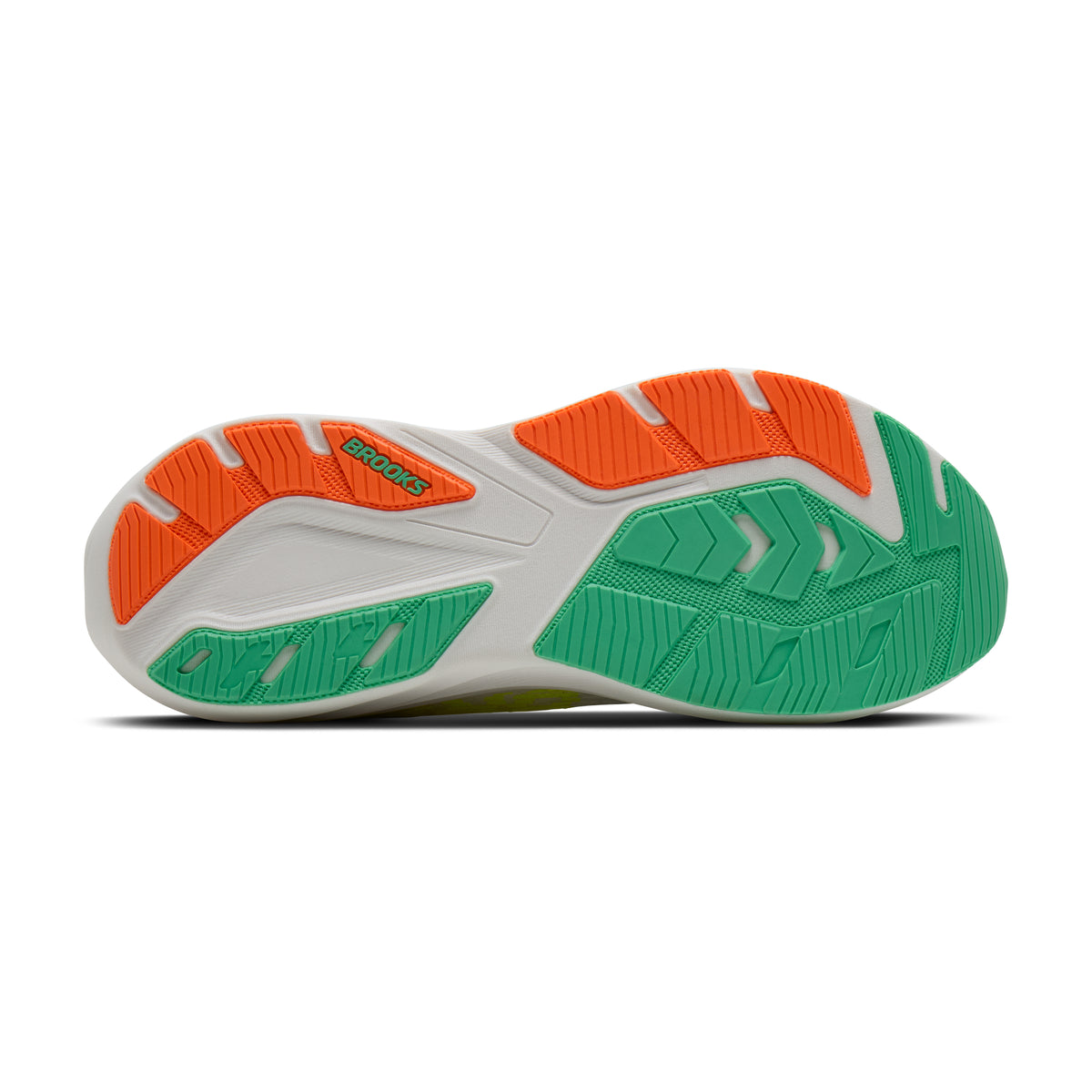 Men's Brooks Ghost Amp (Wide 2E) White / Paradise Green / Nightlife outsole
