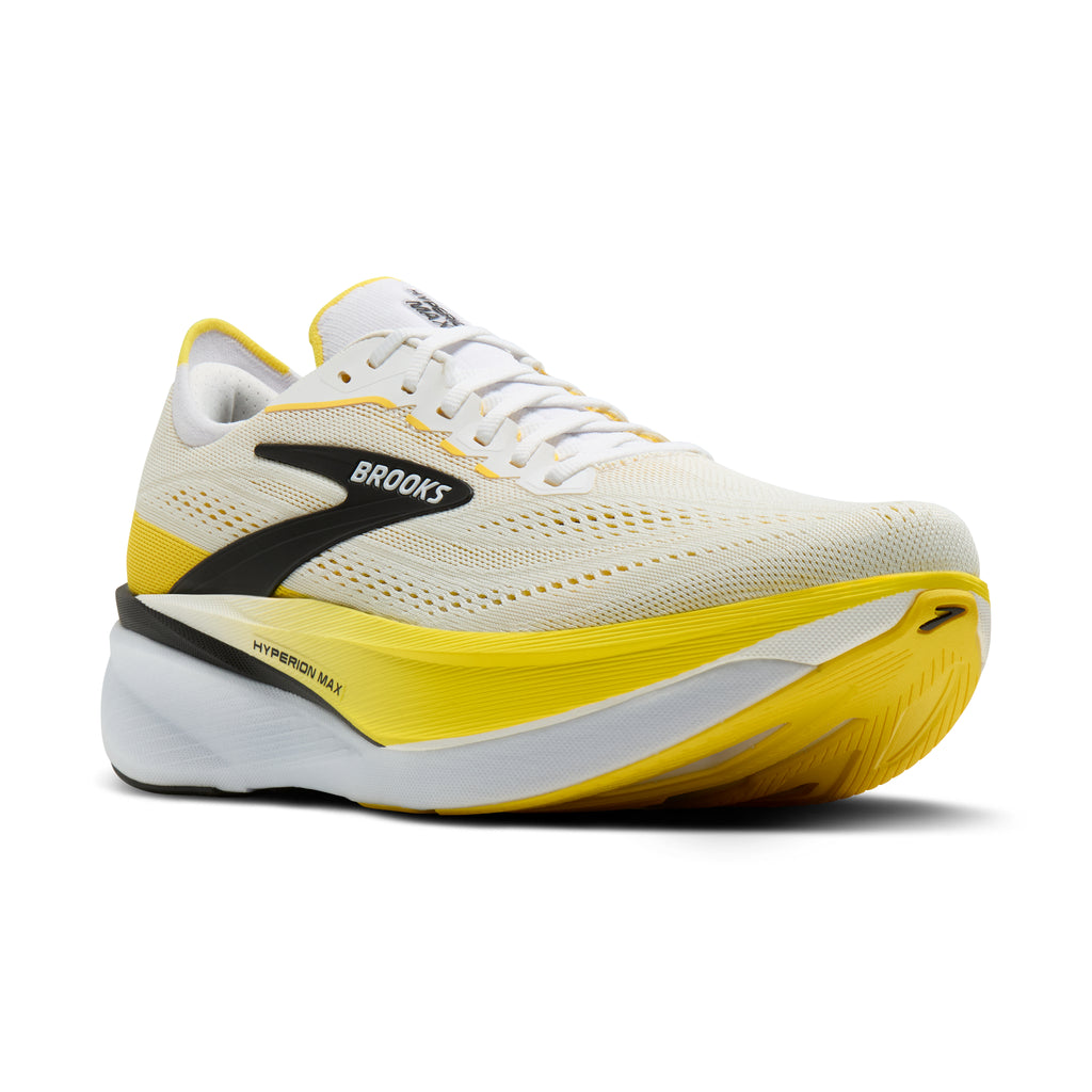 Men's Brooks Hyperion Max 4 White / Cyber Yellow / Black pair angle