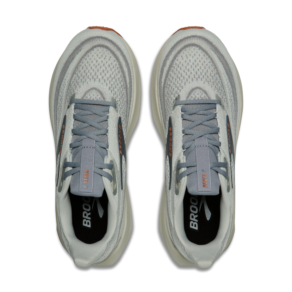 Men's Brooks Revel 9 Grey / Grey / Brown top