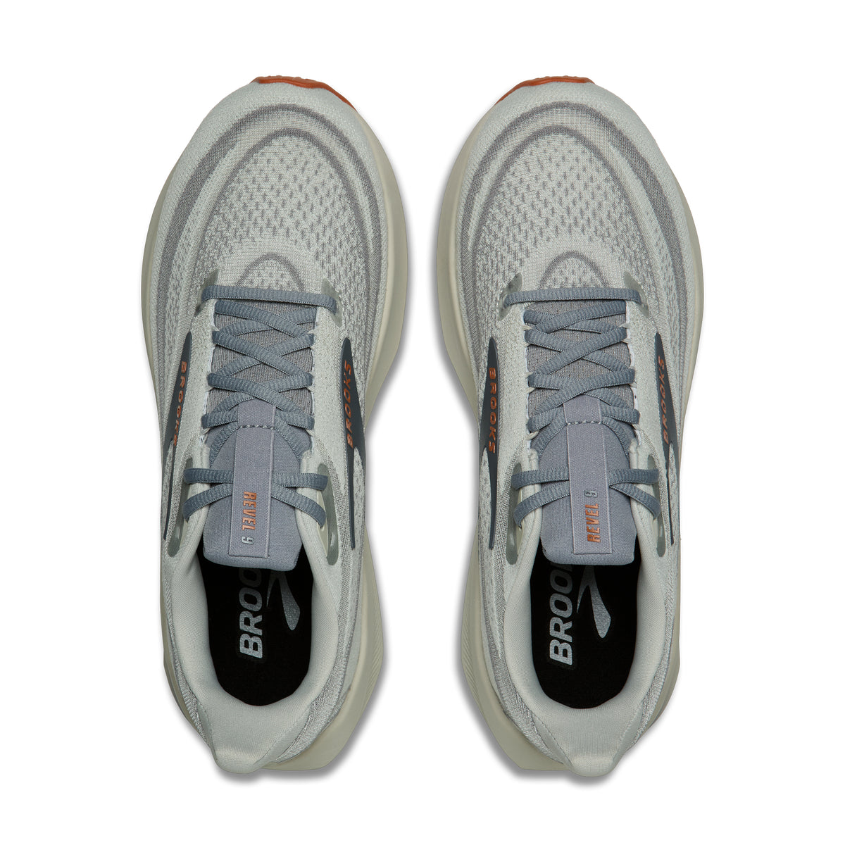 Men's Brooks Revel 9 (Wide 2E) Grey / Grey / Brown top