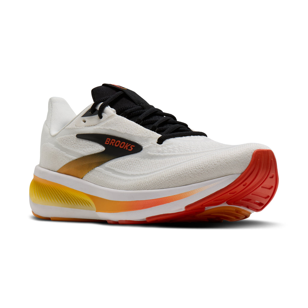 Men's Brooks Revel 9 White / Orange / Black pair angle