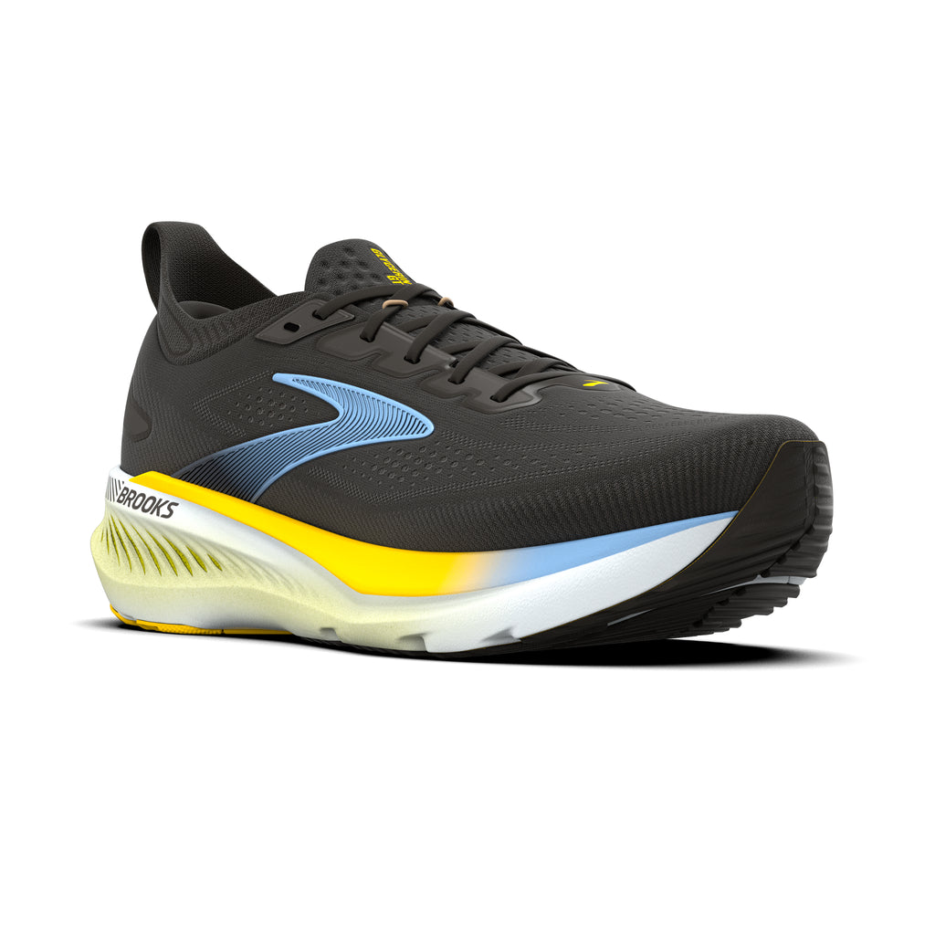 Men's Brooks Glycerin GTS 23 Black / Cyber Yellow / Nightlife pair angle