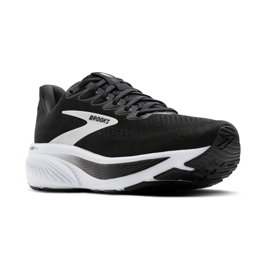Women's Brooks Ghost 17 (Wide) Black / Grey / White pair angle