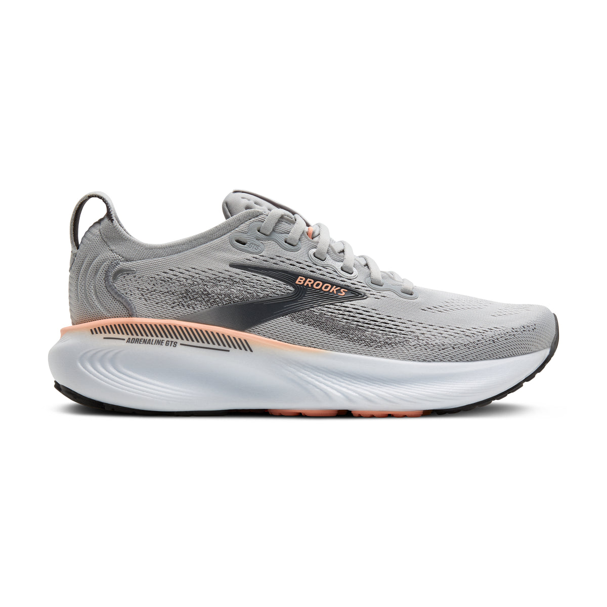 Women's Brooks Adrenaline GTS-25 Grey/Blackened Pearl/Coral lateral