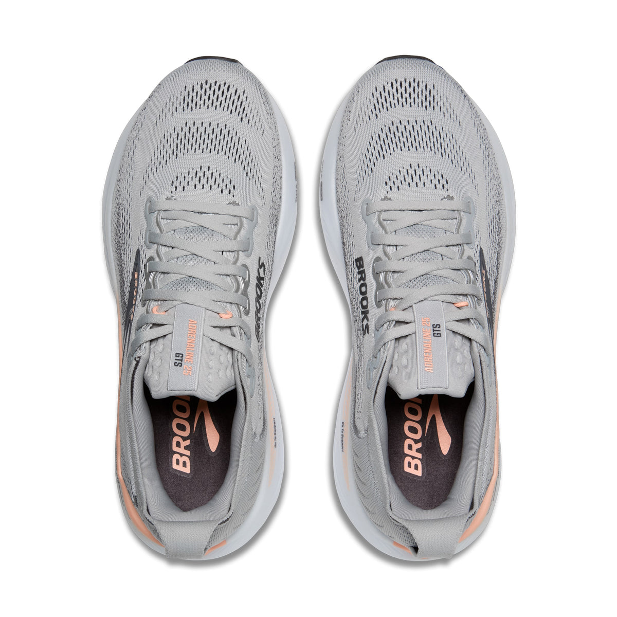 Women's Brooks Adrenaline GTS-25 (Wide / D) Grey / Blackened Pearl / Coral top