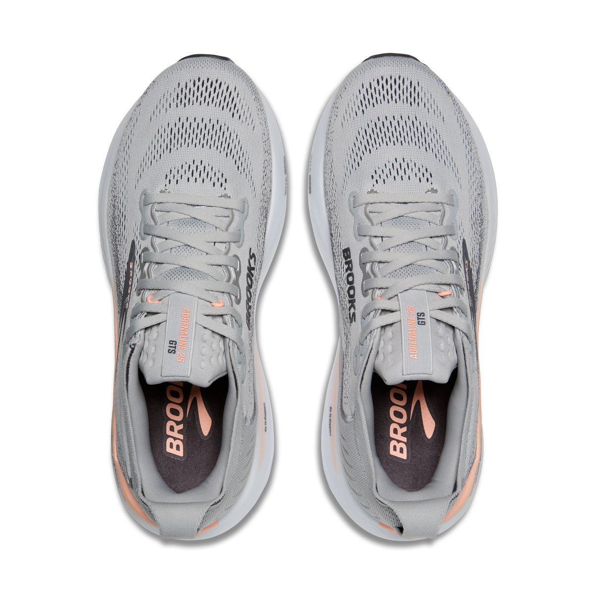 Women's Brooks Adrenaline GTS-25 (Wide / D) Grey/Blackened Pearl/Coral top