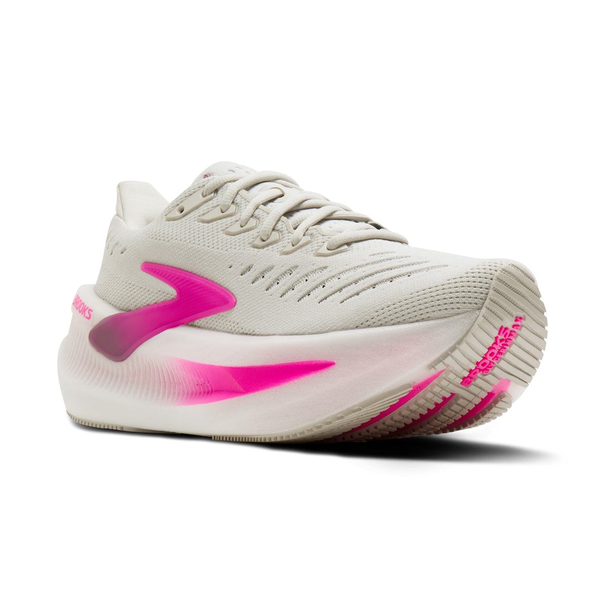 Women's Brooks Glycerin Max 2 Oyster / Argyle / Cyber Pink pair angle