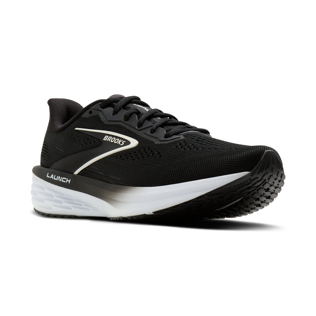 Women's Brooks Launch 12 Black / Grey / White pair angle