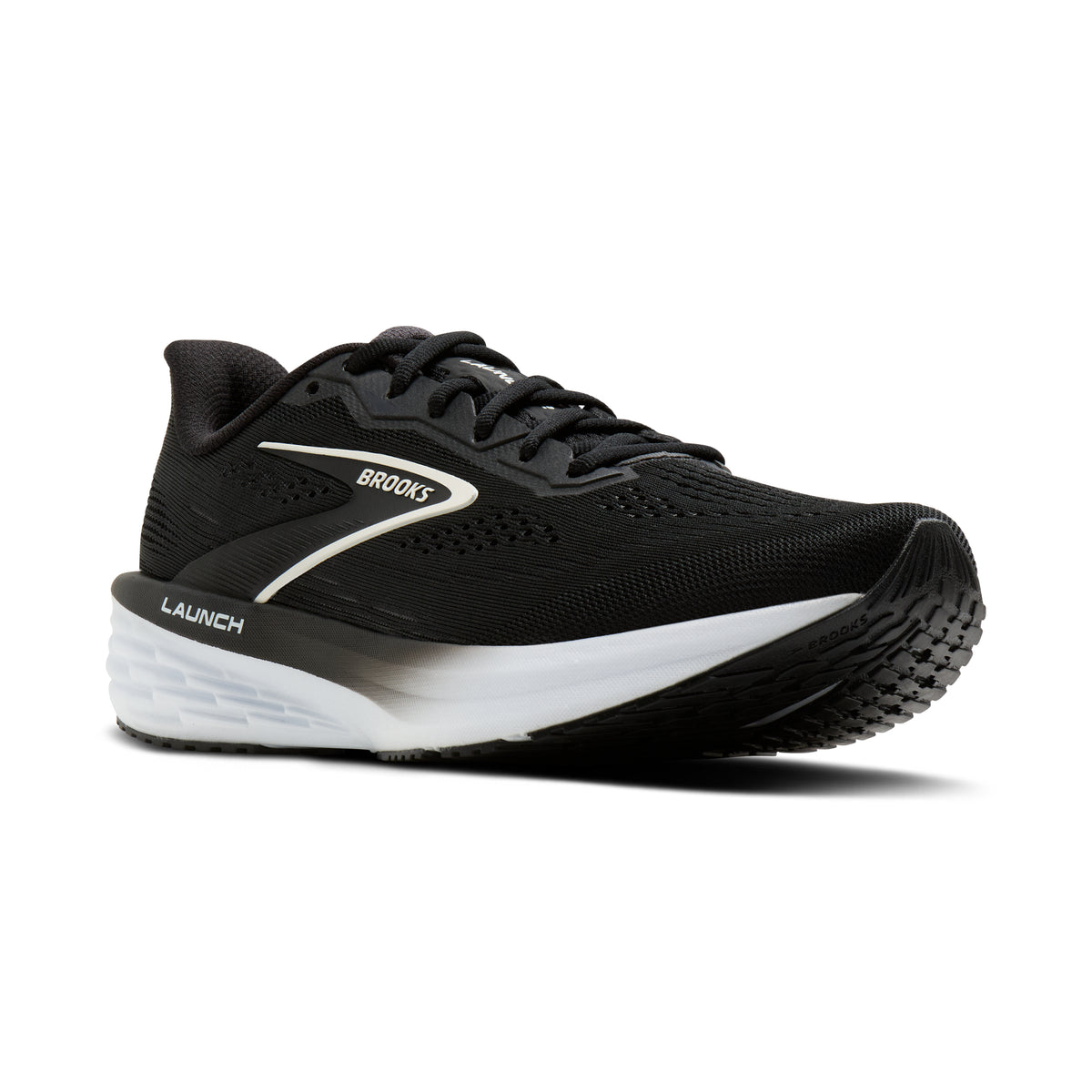 Women's Brooks Launch 12 Black / Grey / White pair angle