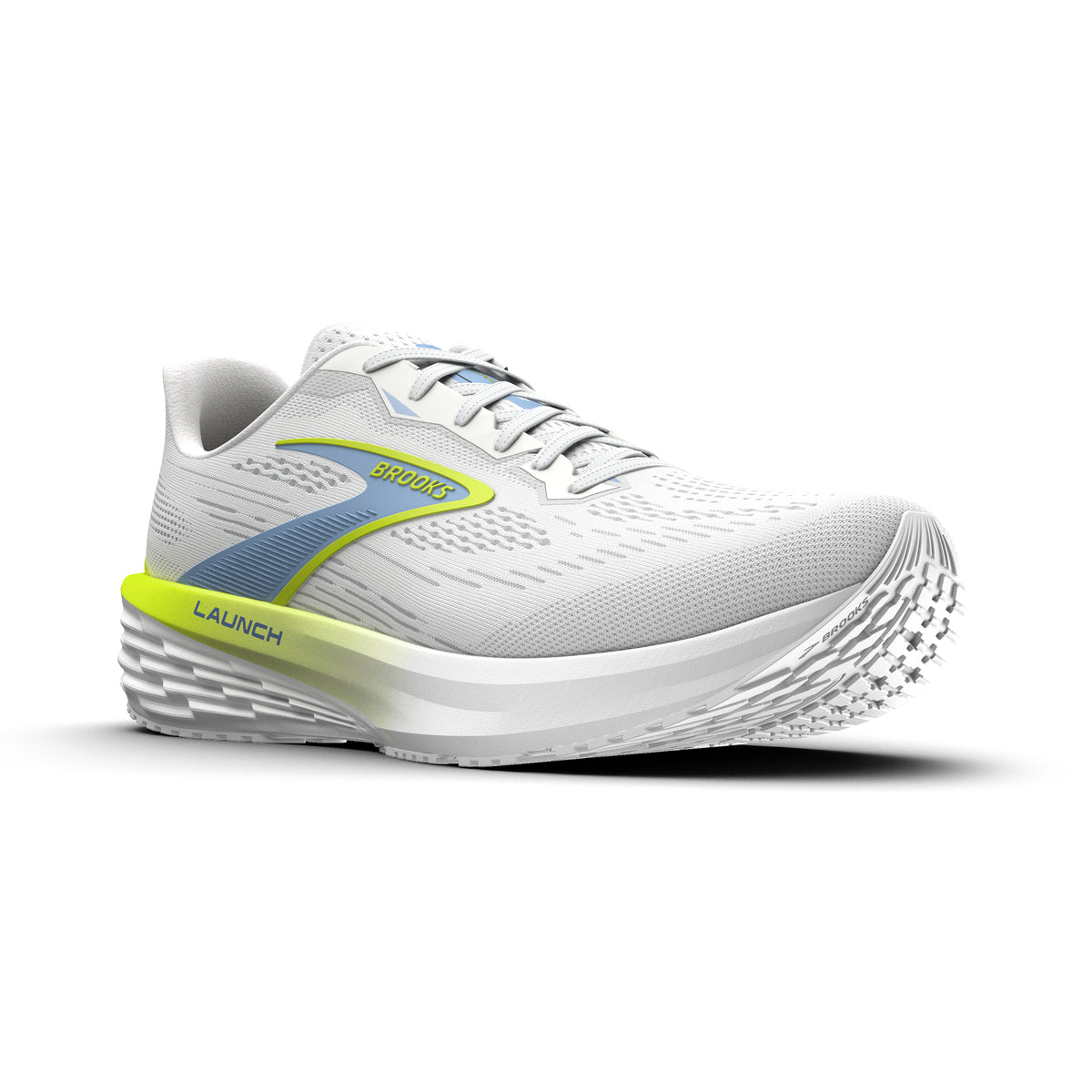 Women's Brooks Launch 12 White / Open Air / Nightlife pair angle