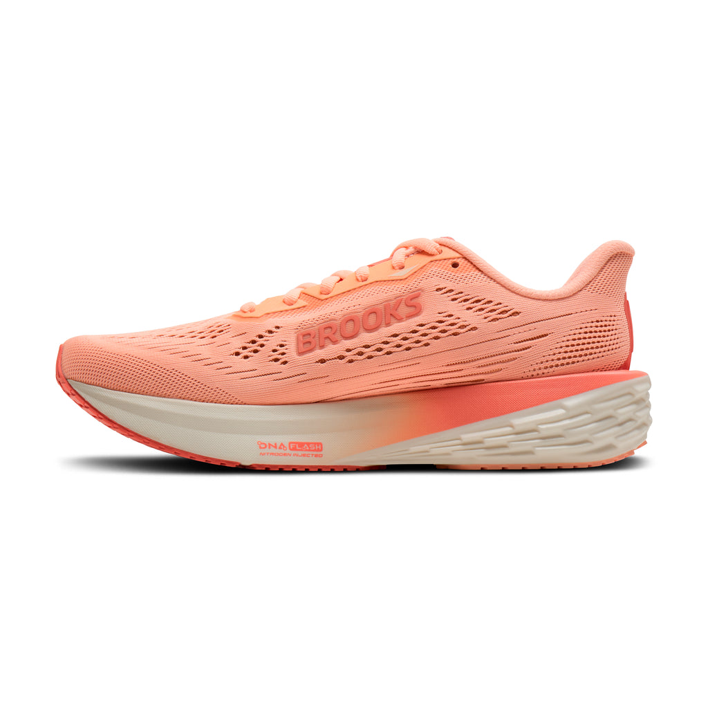 Women's Brooks Launch 12 Peach / Coconut / Peach Echo medial