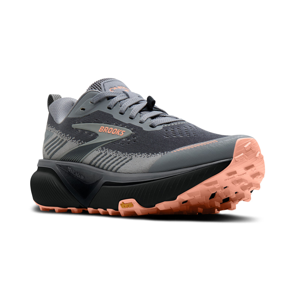 Women's Brooks Cascadia 20 Grey / Grey / Peach pair angle