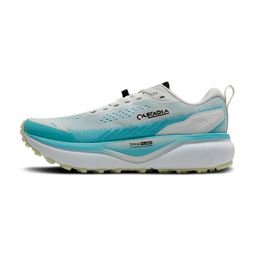 Women's Brooks Cascadia 20 White / Blue / Black medial