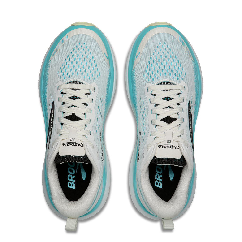 Women's Brooks Cascadia 20 White / Blue / Black top