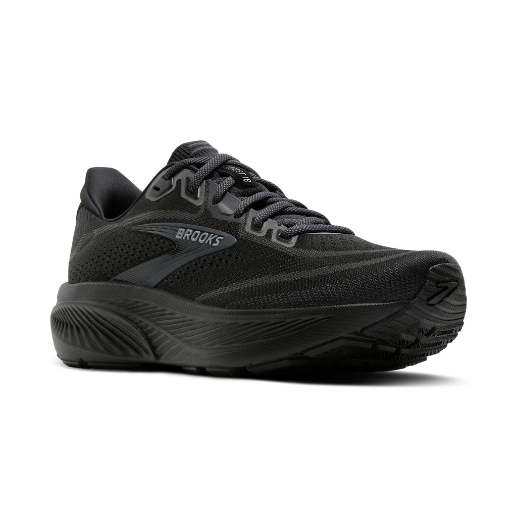 Women's Brooks Ghost 18 (Wide D) Black/Black/Ebony pair angle