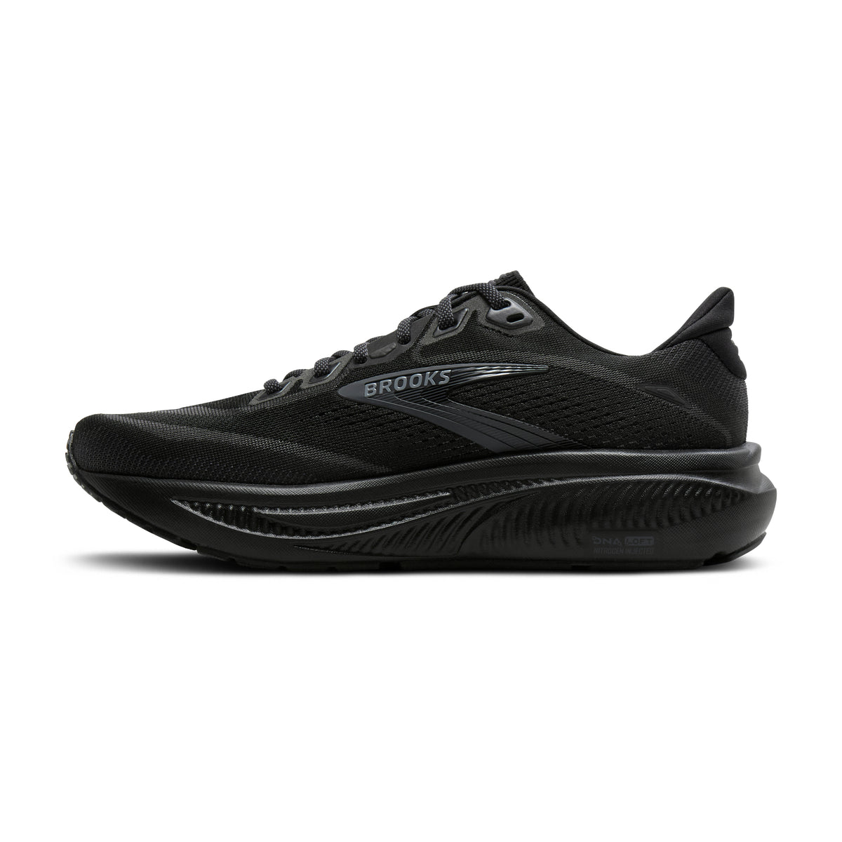 Women's Brooks Ghost 18 (Wide D) Black/Black/Ebony medial
