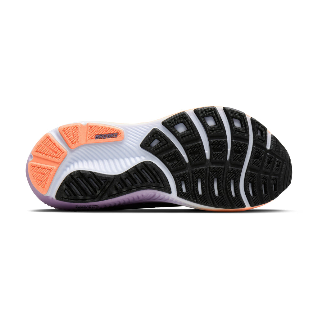 Women's Brooks Ghost 18 Black / Mulled Grape / Peach outsole