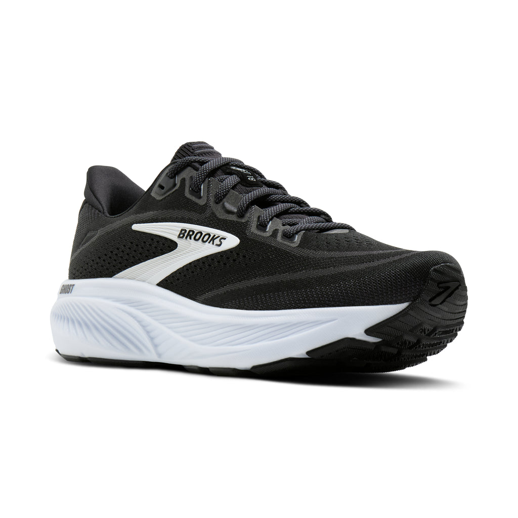 Women's Brooks Ghost 18 (Extra Wide 2E) Black / Grey / White pair angle