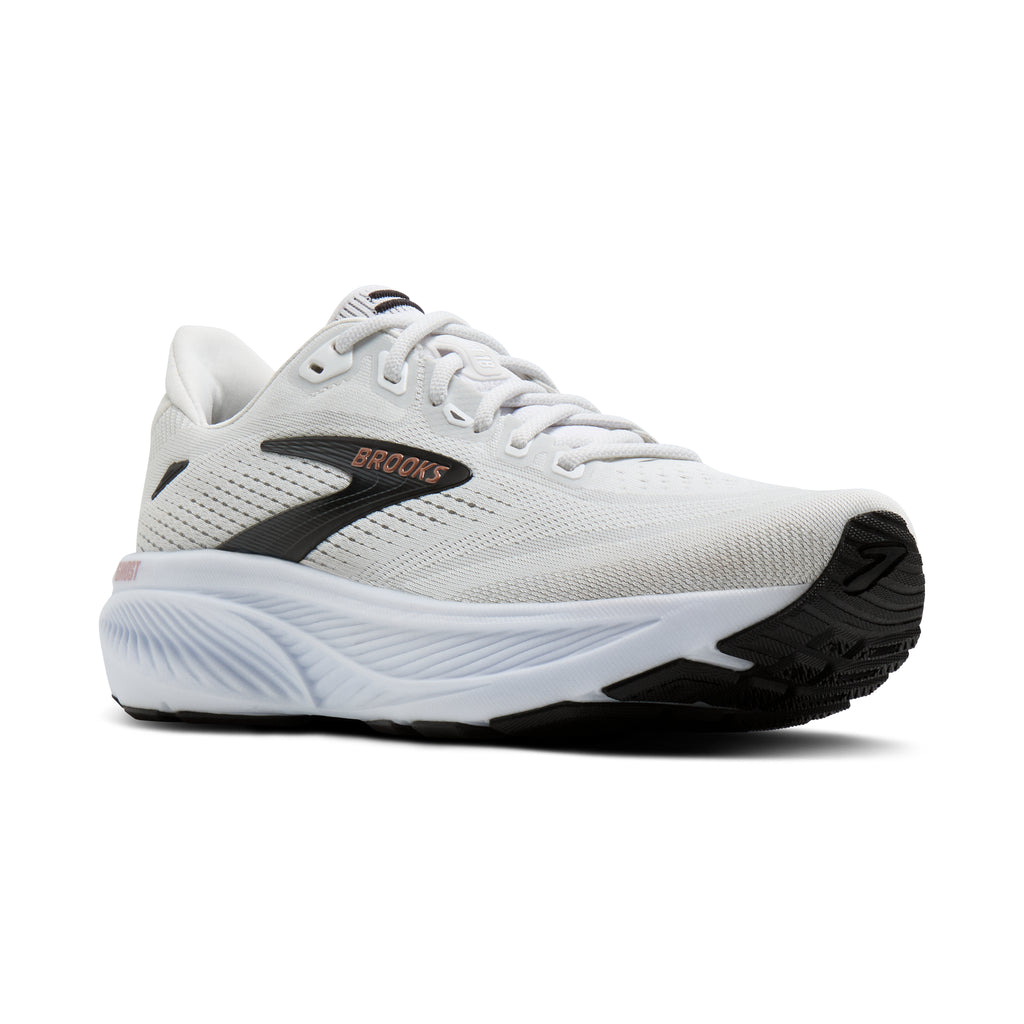 Women's Brooks Ghost 18 (Wide D) White/Black/Rose Gold pair angle