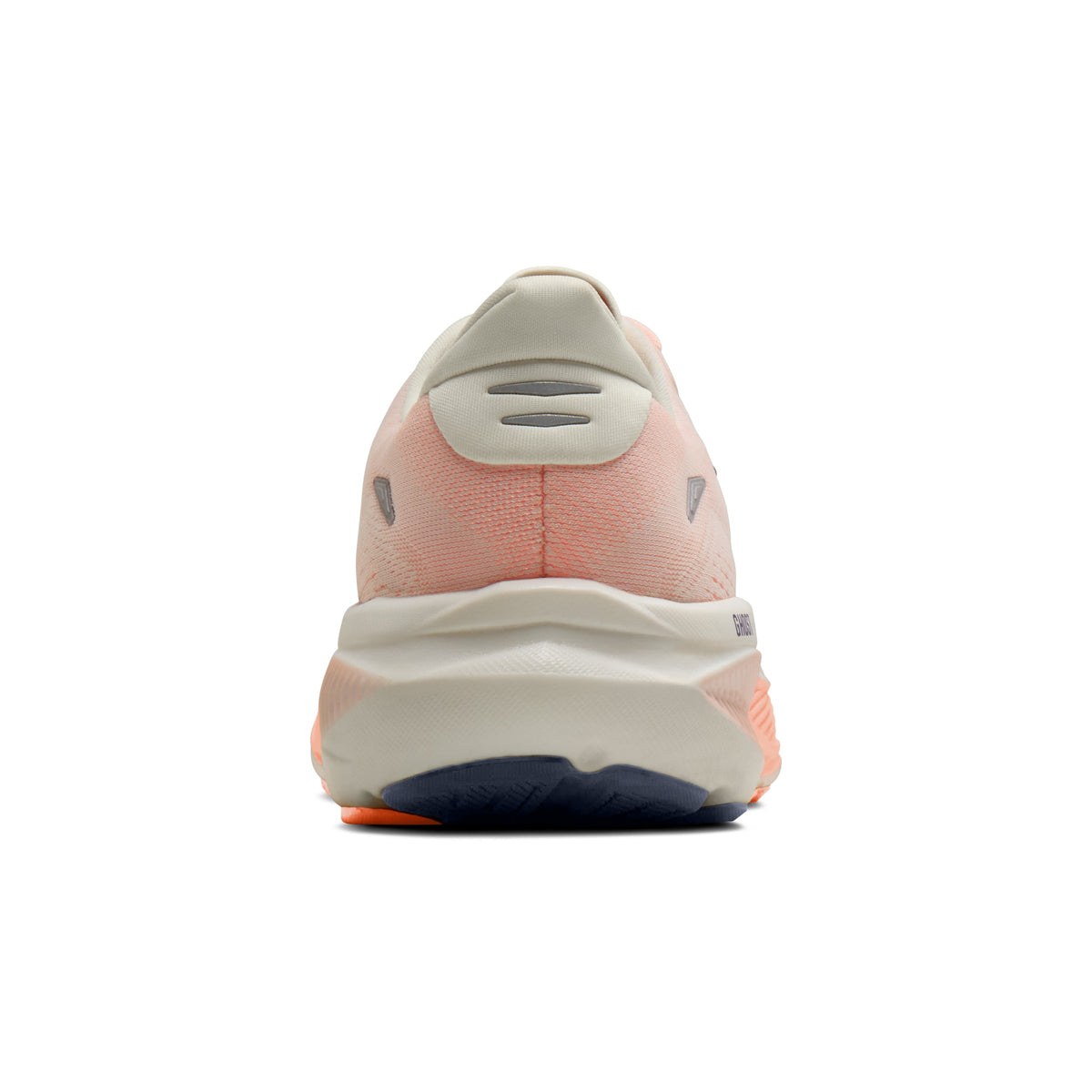 Women's Brooks Ghost 18 (Wide D) Star White / Cyber Peach / Grey heel