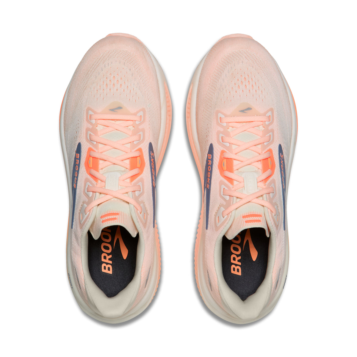 Women's Brooks Ghost 18 (Wide D) Star White/Cyber Peach/Grey top
