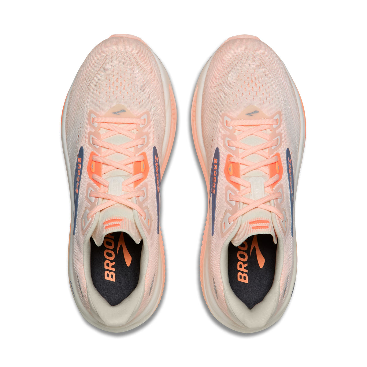 Women's Brooks Ghost 18 (Wide D) Star White / Cyber Peach / Grey top