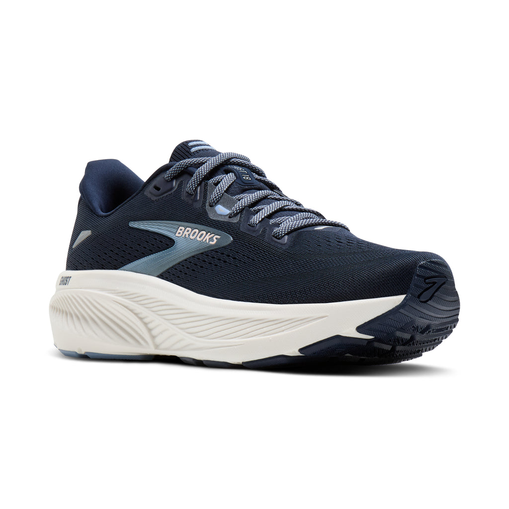 Women's Brooks Ghost 18 Navy/Rain Washed/Coconut pair angle