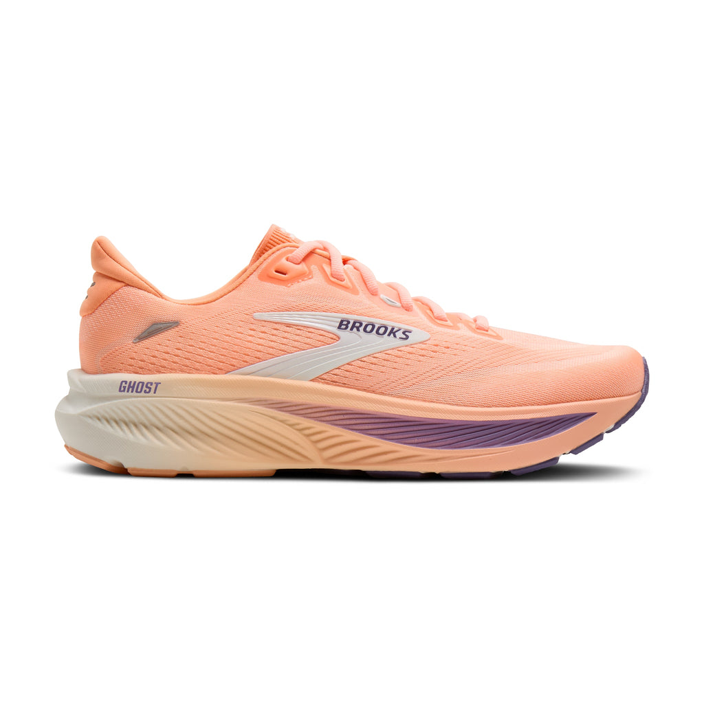 Women's Brooks Ghost 18 Peach / Grape / Coconut lateral