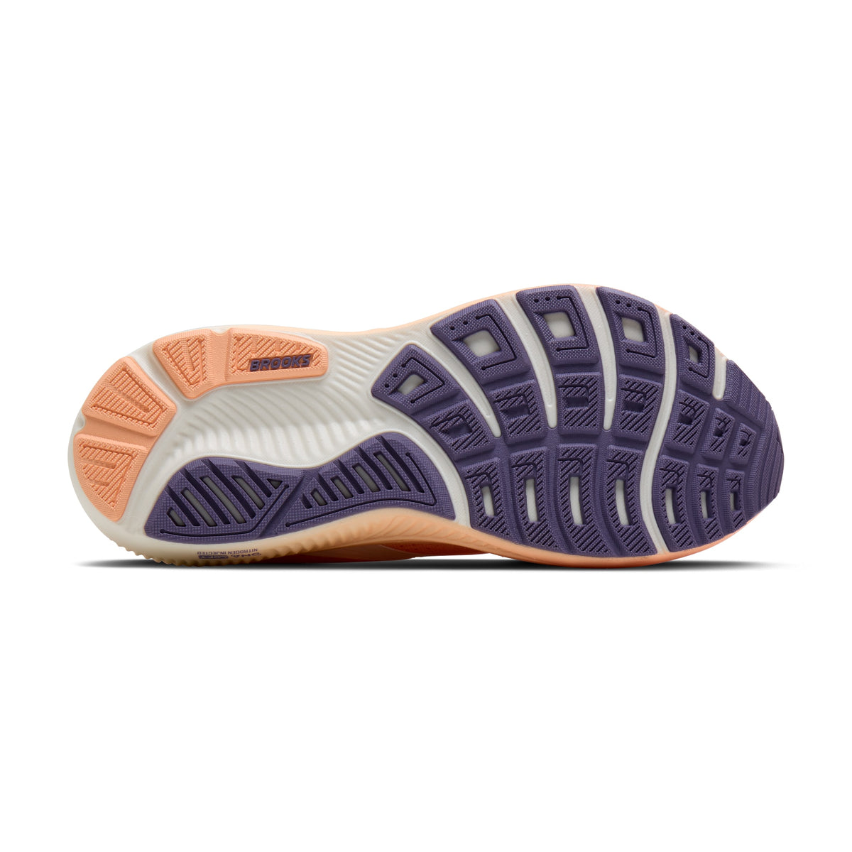 Women's Brooks Ghost 18 Peach / Grape / Coconut outsole