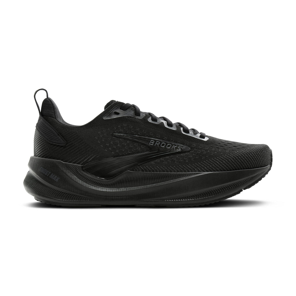 Women's Brooks Ghost Max 4 (Wide D) Black / Black / Ebony lateral
