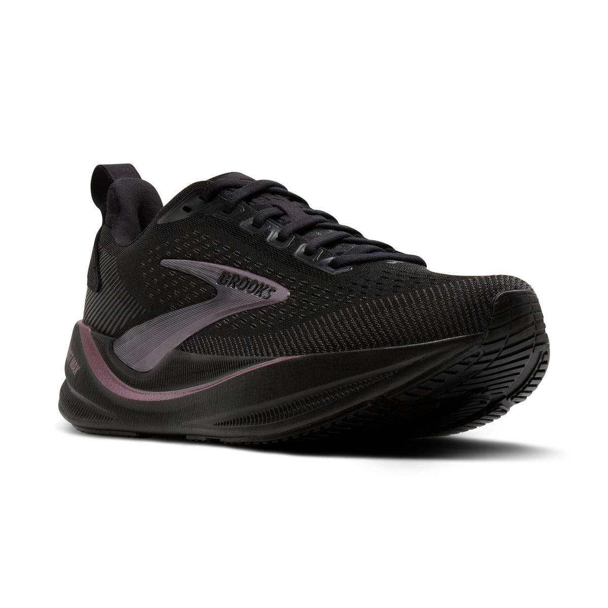 Women's Brooks Ghost Max 4 (Wide D) Black / Black / Rose Gold pair angle