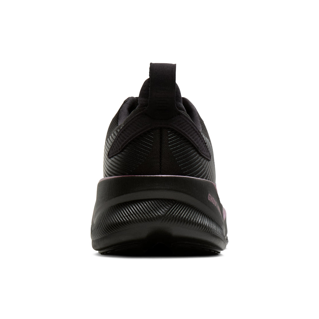 Women's Brooks Ghost Max 4 (Wide D) Black / Black / Rose Gold heel