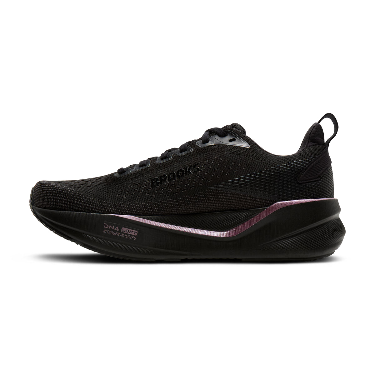 Women's Brooks Ghost Max 4 (Wide D) Black / Black / Rose Gold medial