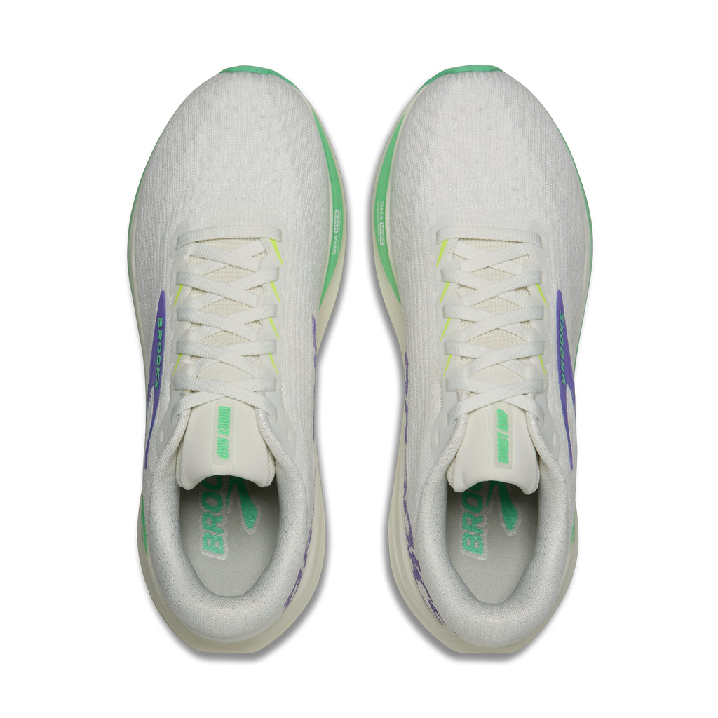Women's Brooks Ghost Amp (Wide D) Grey / Grey / Paradise Green top