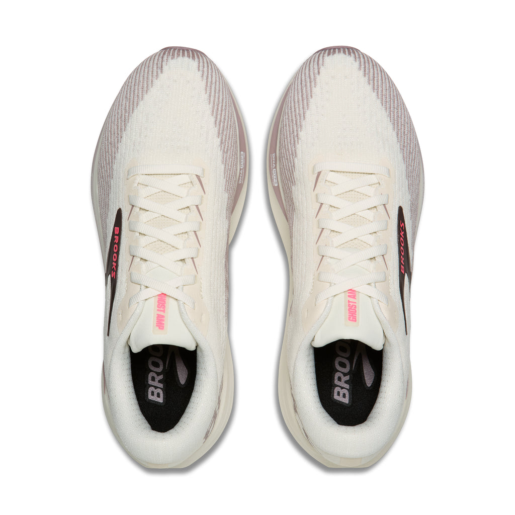 Women's Brooks Ghost Amp (Wide D) Arctic Wolf / Dove / Pink top