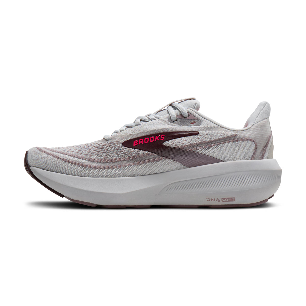 Women's Brooks Revel 9 (Wide D) Grey / Rose / Raisin medial
