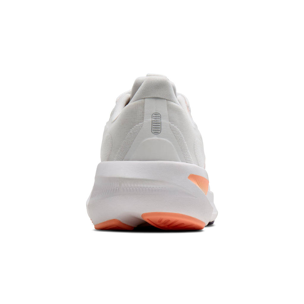 Women's Brooks Revel 9 White/Cyber Peach/Purple heel
