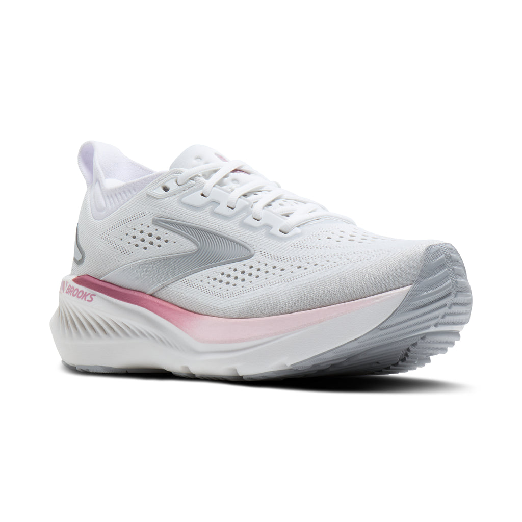 Women's Brooks Glycerin GTS 23 (Wide D) White / Harbor Mist / Metallic pair angle