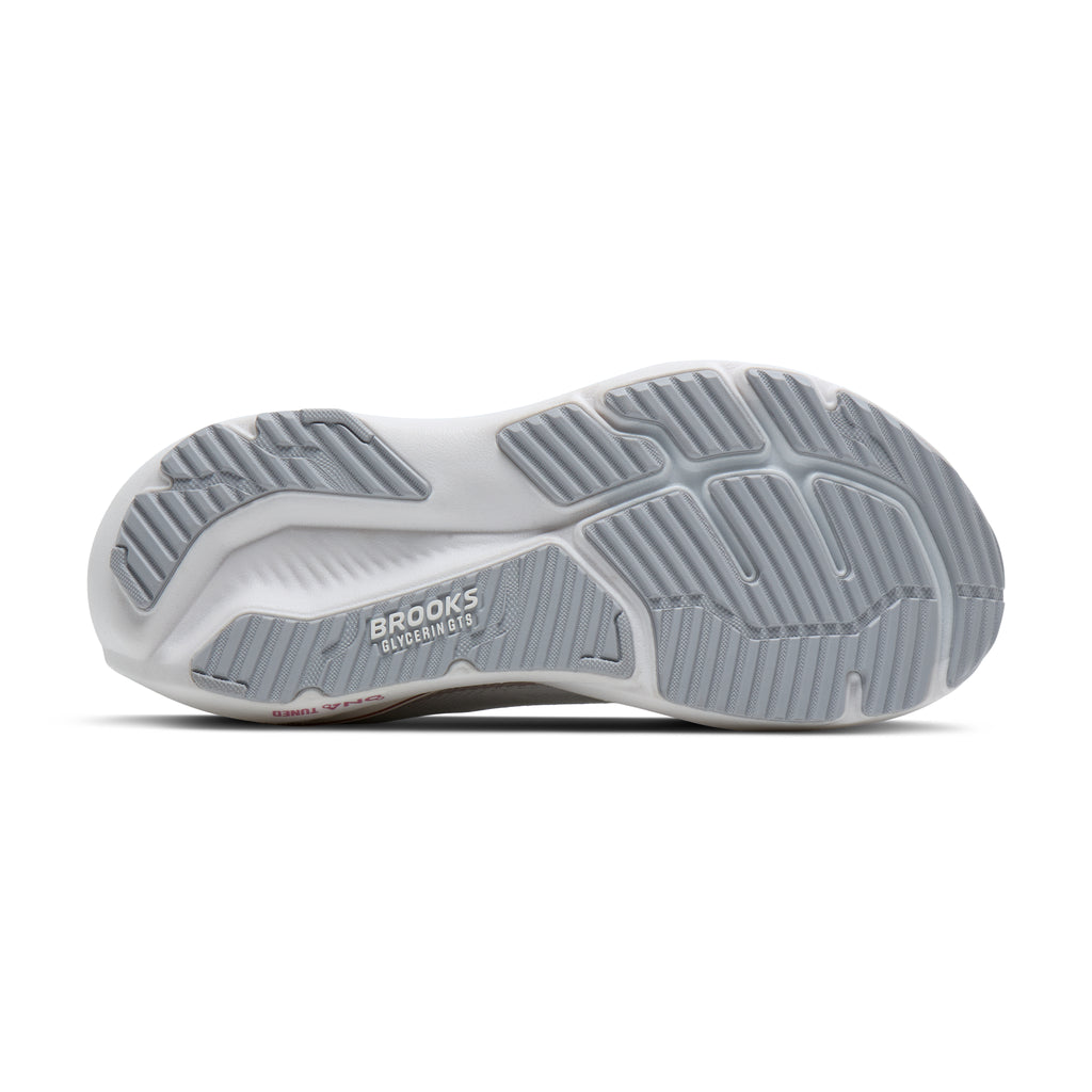 Women's Brooks Glycerin GTS 23 (Wide D) White / Harbor Mist / Metallic outsole